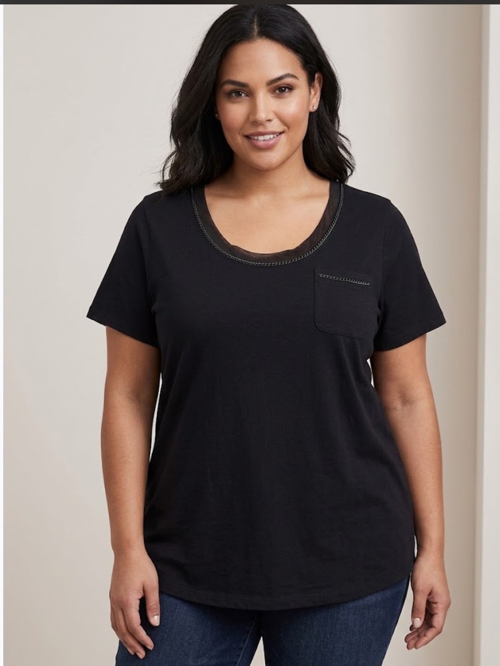 Lane Bryant Black Relaxed Fit Tunic T-shirt Size 14/16